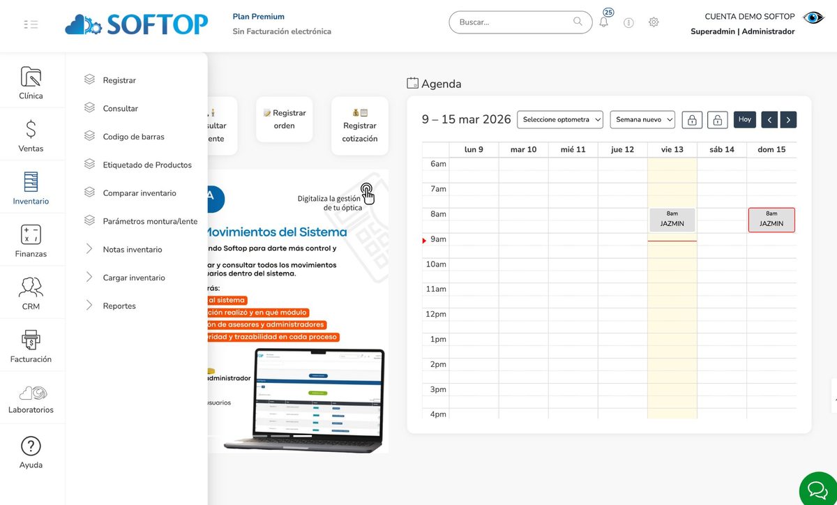 Módulo de Inventario Softop — Control de stock para ópticas